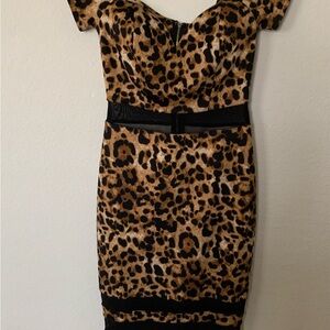 Entry Leopard Print Mini Dress with Black Accents